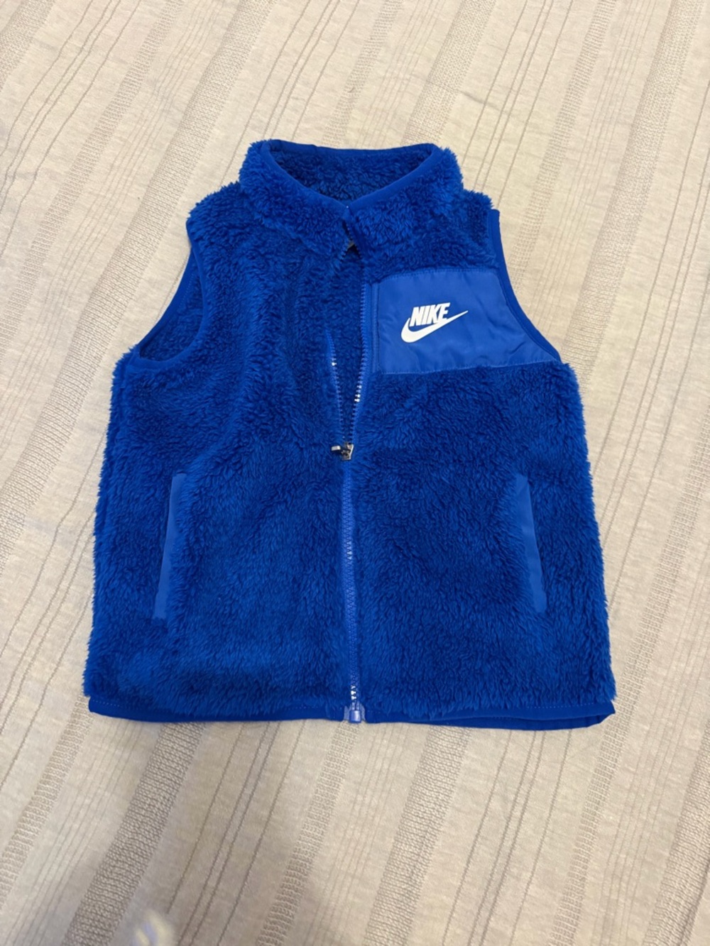 Nike Kids Blue Sherpa Fleece Vest with Logo Chest Panel